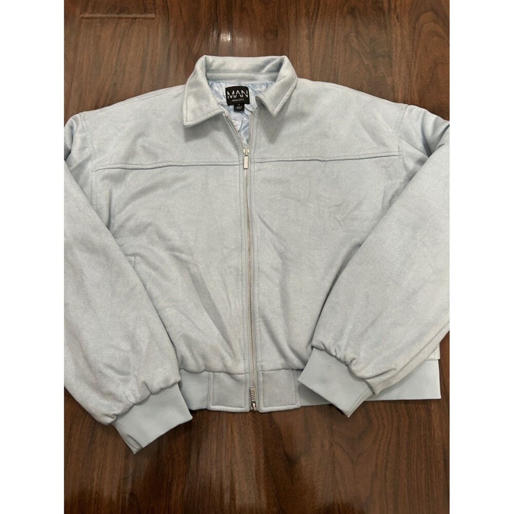 Boohoo MAN Light Blue Quilted-Lined Bomber Jacket
